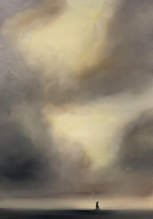 Painting titled "Ancient Light I" by Peter Pitout, Original Artwork, Oil Mounted on Cardboard