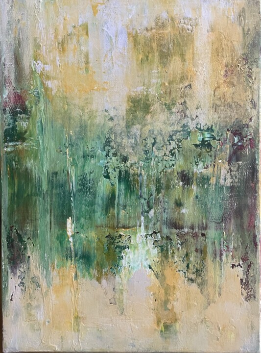Painting titled "Green Essence" by Peter Ren, Original Artwork, Acrylic Mounted on Wood Stretcher frame