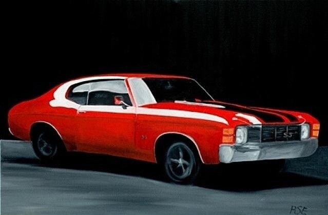 Painting titled "Chevrolet Chevelle…" by Peter Seminck, Original Artwork, Oil