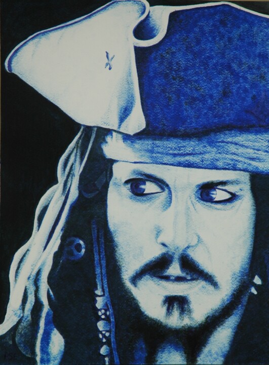 Drawing titled "Jack Sparrow" by Peter Seminck, Original Artwork, Ink