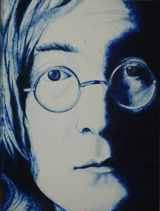 Drawing titled "John Lennon" by Peter Seminck, Original Artwork, Ink