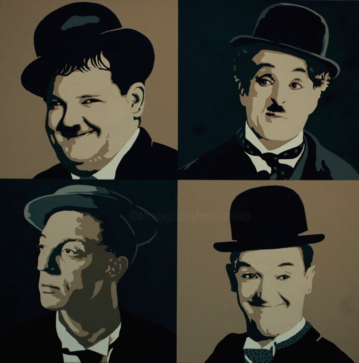 Pittura intitolato "Silent movie heros" da Peter Seminck, Opera d'arte originale, Acrilico