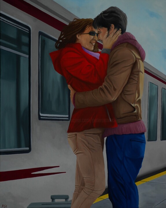 Painting titled "Loving home coming" by Peter Seminck, Original Artwork, Oil