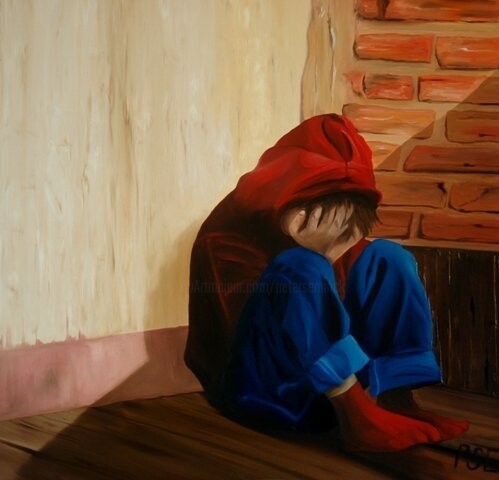 Painting titled "Hide and seek" by Peter Seminck, Original Artwork, Oil