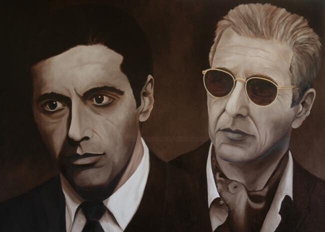 Peinture intitulée "Al Pacino/Michael C…" par Peter Seminck, Œuvre d'art originale, Huile