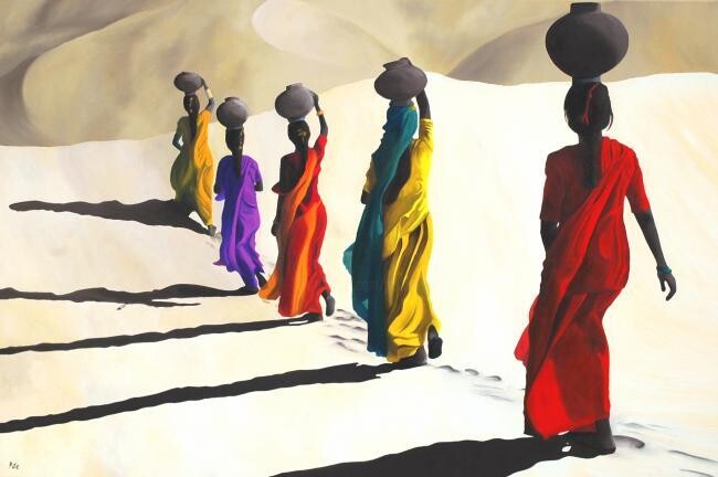 Peinture intitulée "Desert Flowers" par Peter Seminck, Œuvre d'art originale, Huile