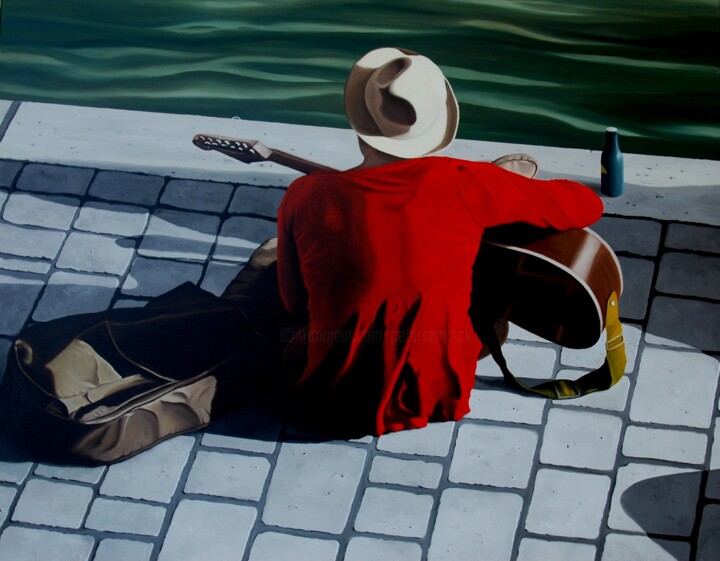 Malerei mit dem Titel "River Blues" von Peter Seminck, Original-Kunstwerk, Öl