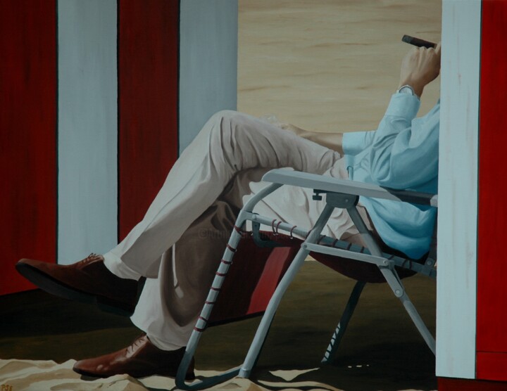 「Have a Cigar after…」というタイトルの絵画 Peter Seminckによって, オリジナルのアートワーク, オイル