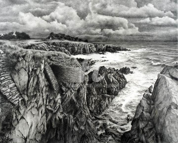 Drawing titled "Le vent tourne - Wi…" by Peter Soyman, Original Artwork, Graphite