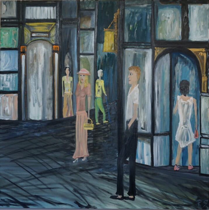 Schilderij getiteld "Evening in Zuerich/…" door Peter Stutz, Origineel Kunstwerk, Olie