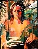 Painting titled "Joven en el Balcon" by Peter Sussmann (Pinturas), Original Artwork