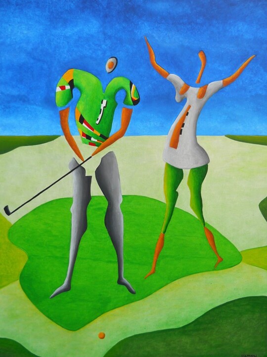 Painting titled "Golf triumph - Work…" by Peter Vamosi, Original Artwork, Acrylic