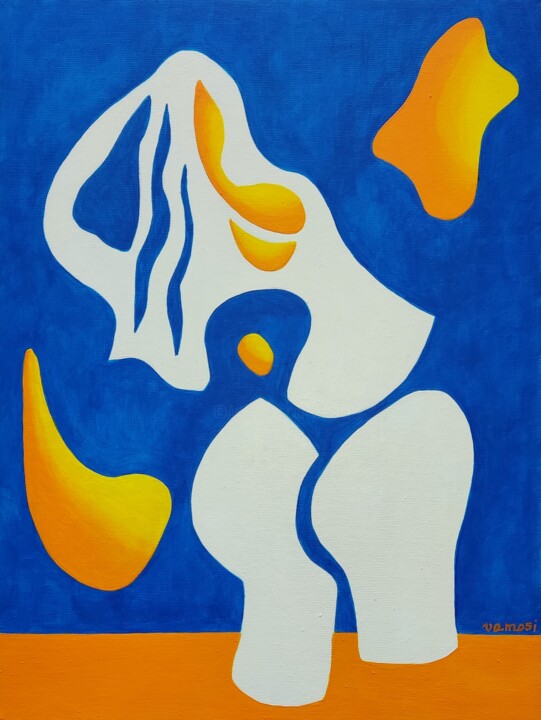 Malerei mit dem Titel "Woman brush hair" von Peter Vamosi, Original-Kunstwerk, Acryl