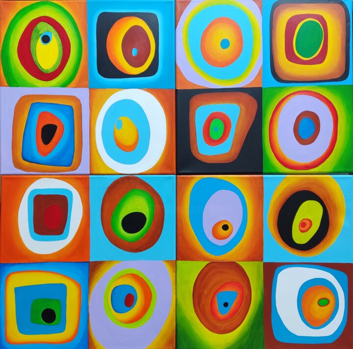 제목이 "Mosaic of colors 3.…"인 미술작품 Peter Vamosi로, 원작, 아크릴 나무 들것 프레임에 장착됨