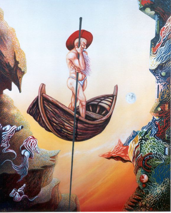 Malerei mit dem Titel "jedem sein Elysium" von Picturewall, Original-Kunstwerk, Öl