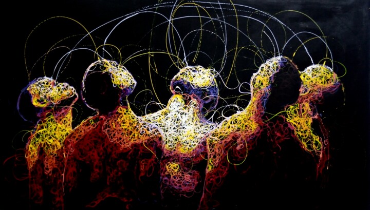 Painting titled "AMPLIFIED" by Peter Agbadu, Original Artwork, Acrylic