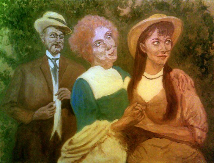 Painting titled "Victorian Mother An…" by Peterpaints ., Original Art, Oil