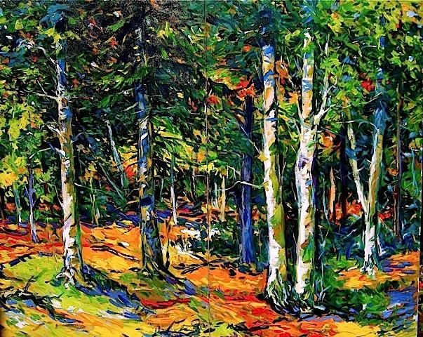 Malarstwo zatytułowany „Autumn Forest ( Bri…” autorstwa Peter Radacina, Oryginalna praca, Olej