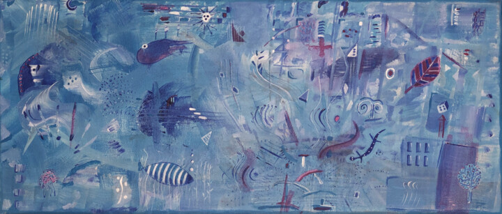 Malerei mit dem Titel "the.blue" von Peters Atelier Austria, Original-Kunstwerk, Acryl