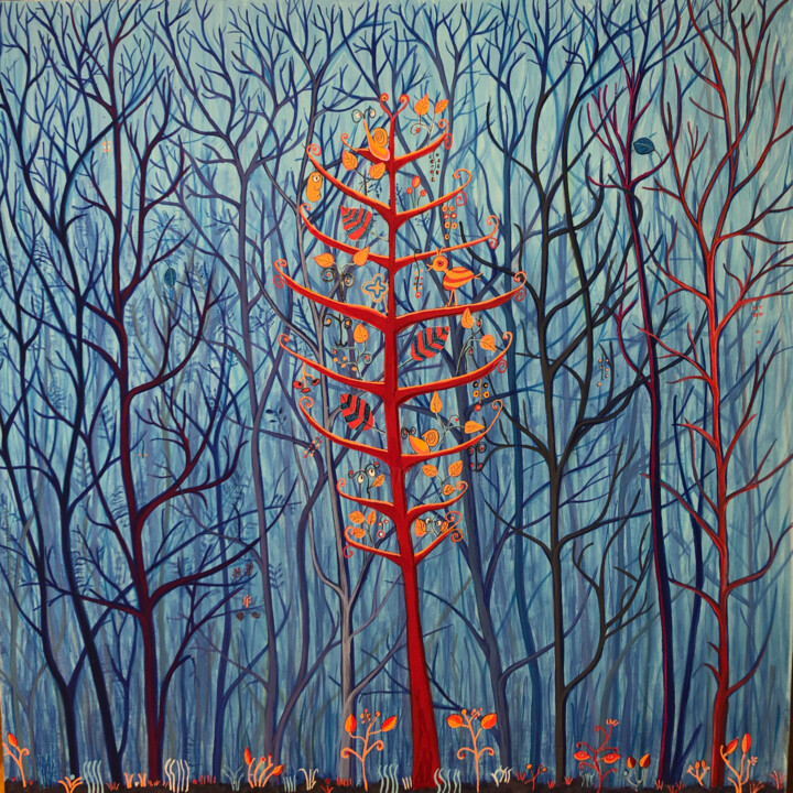 Painting titled "tree of happiness" by Peters Atelier Austria, Original Artwork, Acrylic