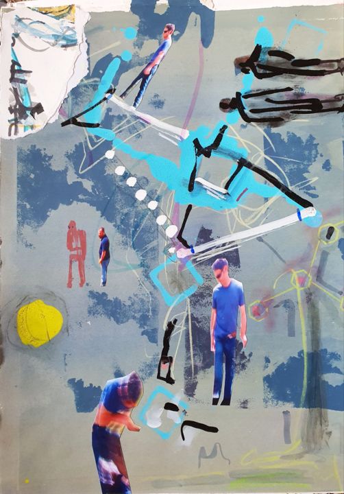 Collages titulada "Minds eye experimen…" por Peter Stringer, Obra de arte original, Rotulador