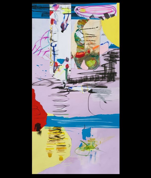 Collagen mit dem Titel "Abstracted Liquid 3" von Peter Stringer, Original-Kunstwerk, Tinte