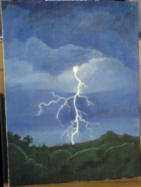 Peinture intitulée "Lightning over the…" par Peter Whitehouse, Œuvre d'art originale