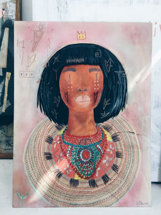 Pintura titulada "Africa “Rituales pa…" por Petita Lechatrose, Obra de arte original, Tiza