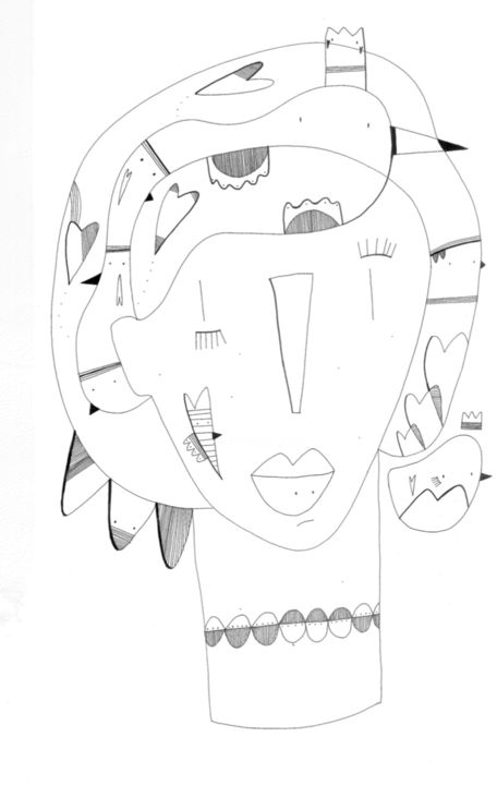 Dibujo titulada "Lady Ice" por Petita Lechatrose, Obra de arte original, Grafito