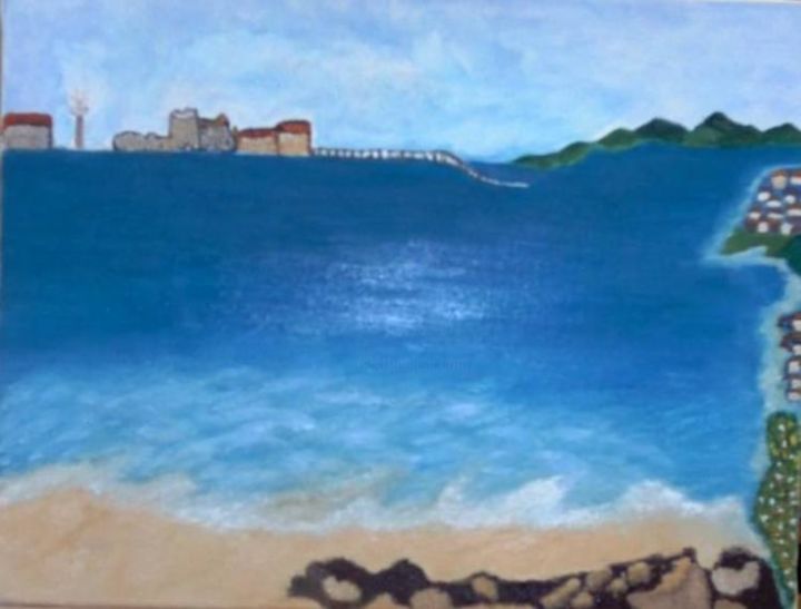 Painting titled "Seascape" by Les Petits Pinceaux De Norah Joy, Original Artwork