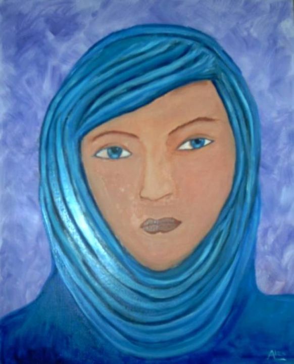 Pintura titulada "North African Woman" por Les Petits Pinceaux De Norah Joy, Obra de arte original, Oleo