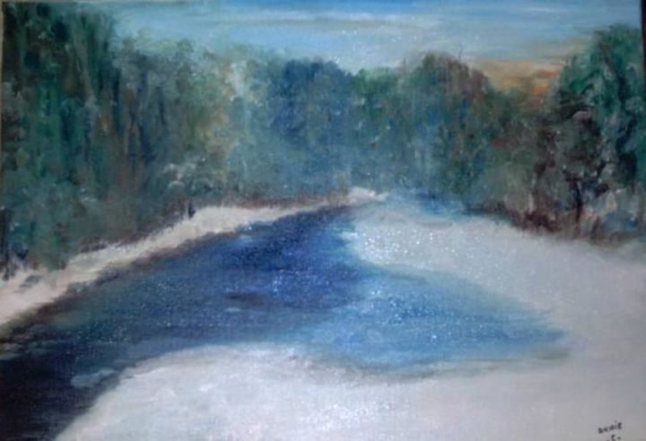 Painting titled "ICY STREAM" by Les Petits Pinceaux De Norah Joy, Original Artwork