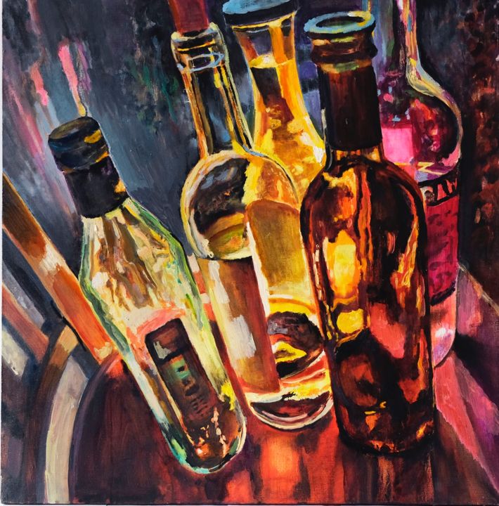 Painting titled "Wine" by Petr Ldin, Original Artwork, Oil