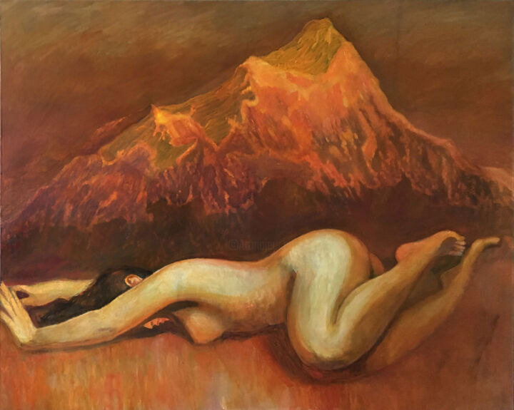 Картина под названием "The Mountain" - Petr Ldin, Подлинное произведение искусства, Масло