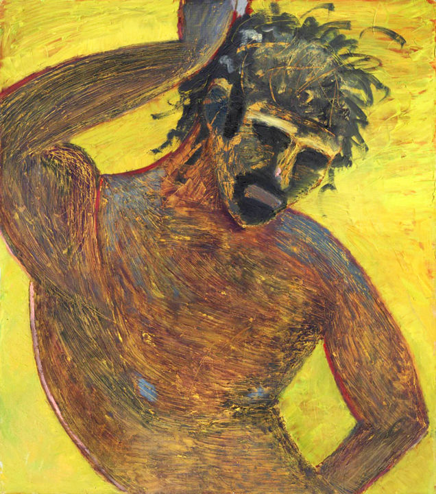 Картина под названием "The warrior" - Petr Ldin, Подлинное произведение искусства, Масло