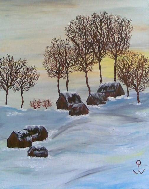 Schilderij getiteld "Winter Morning" door Petra Wohlwerth, Origineel Kunstwerk