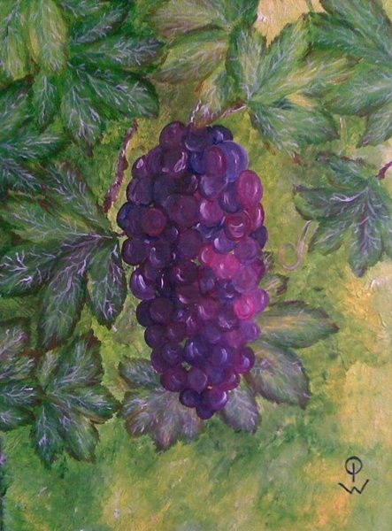 Painting titled "Red Grapes" by Petra Wohlwerth, Original Artwork