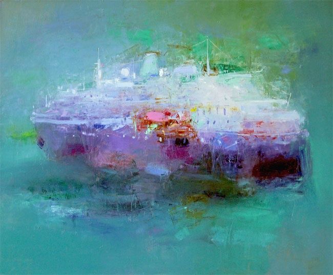 Картина под названием "Ship" - Yuriy Petrenko, Подлинное произведение искусства, Масло