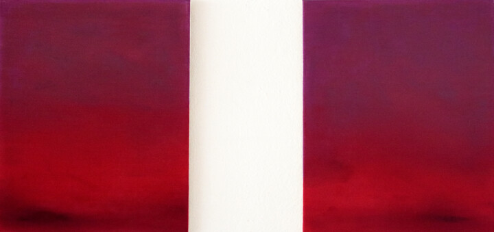 Painting titled "Red & Violet" by Petr Johan Marek, Original Artwork, Oil Mounted on Wood Stretcher frame