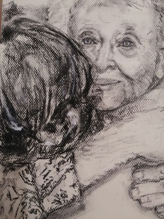 Drawing titled "Love One's" by Caroline Heydenrych, Original Artwork, Charcoal