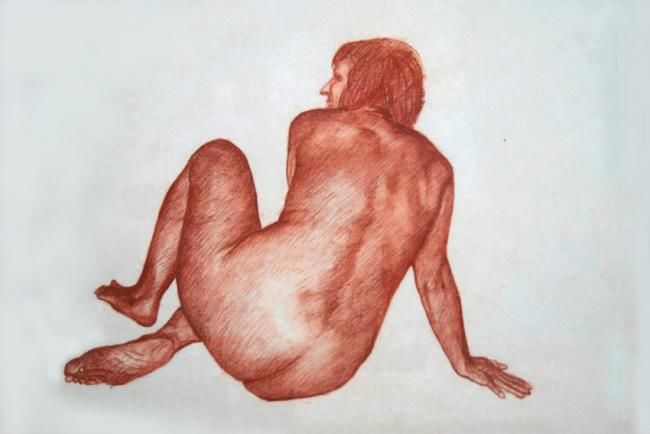 Dibujo titulada "nudo" por Franco Petrosemolo, Obra de arte original