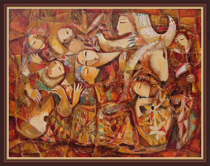 Картина под названием "Сиена" - Гагик Петросян, Подлинное произведение искусства, Масло