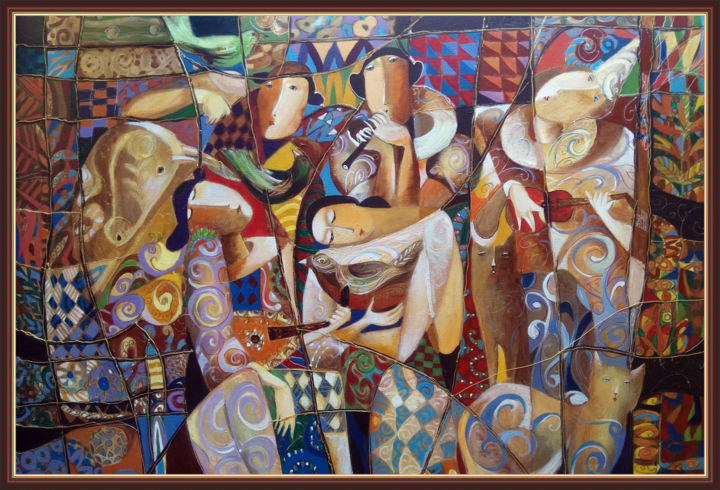 Картина под названием "Фиеста" - Гагик Петросян, Подлинное произведение искусства, Масло