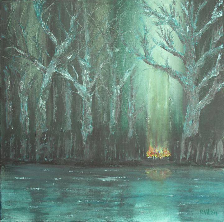 Light In The Dark Forest Painting By Pepe Villan Artmajeur