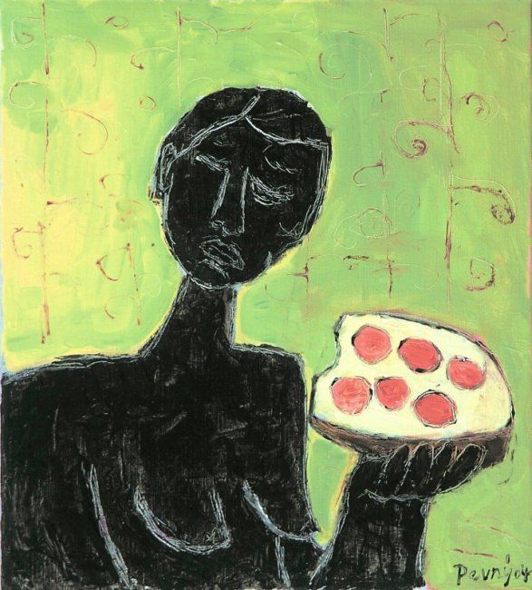 Painting titled "Small breakfast" by Jindrich Pevny, Original Artwork