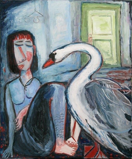 Painting titled "Swan" by Jindrich Pevny, Original Artwork