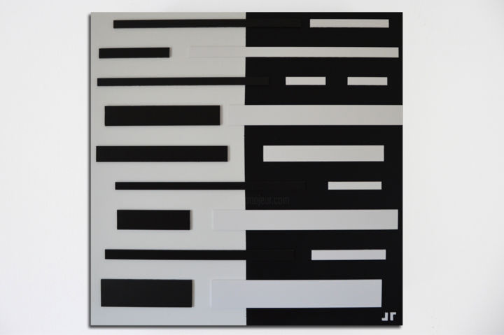 Painting titled "Toile 3D Black & Wh…" by Jérôme Peyronnet, Original Artwork, Spray paint