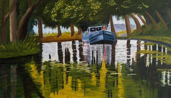 Painting titled "Canal du midi" by Philippe Noel, Original Artwork, Oil