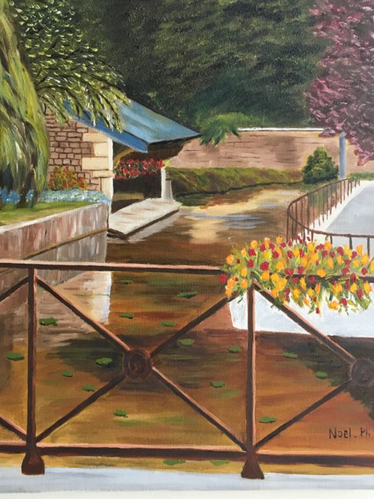 Peinture intitulée "Le lavoir" par Philippe Noel, Œuvre d'art originale, Huile