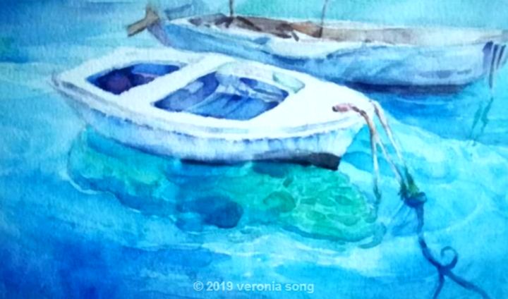 图画 标题为“船” 由Veronia Song, 原创艺术品, 水彩